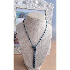 VINTAGE Ralph Lauren RLL Turquoise Seed Bead 28 in Necklace with Antiqued Brass